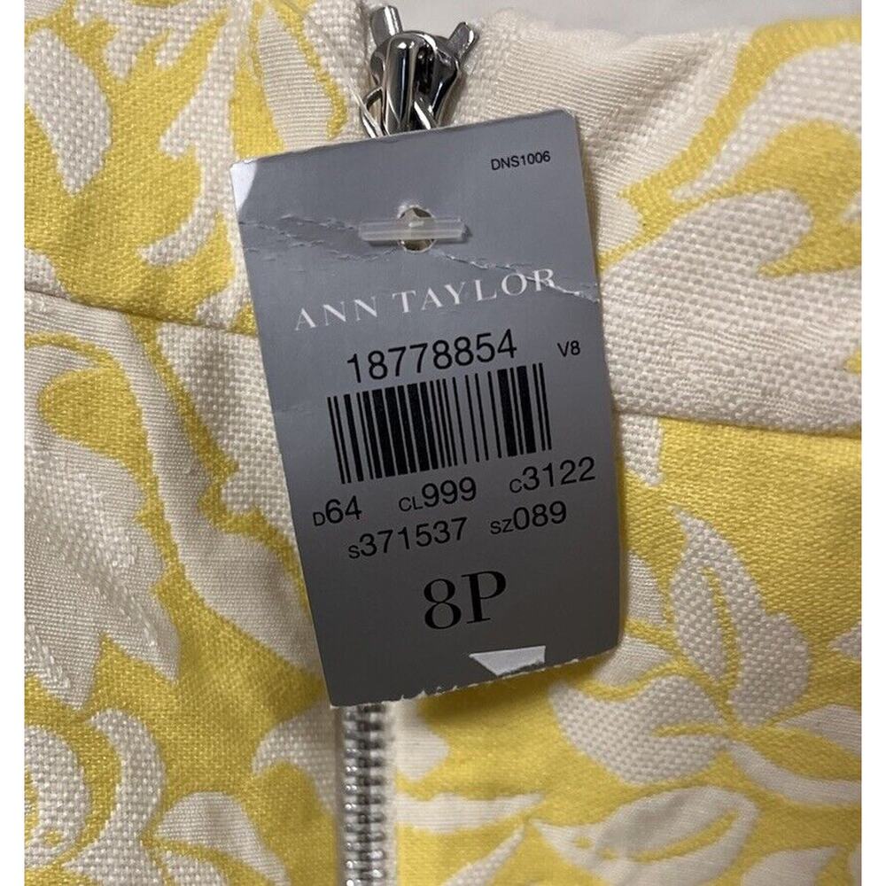 NWT Ann Taylor Petite Size 8P Dress Sleeveless Yellow White Floral Summer Spring - Picture 7 of 7